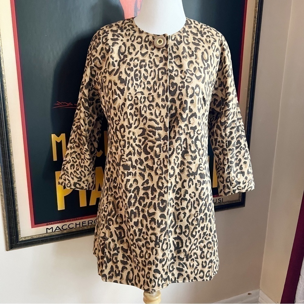 Carol Anderson by Invitation Brown Beige Tan Leopard Print 3/4 Sleeve Jacket